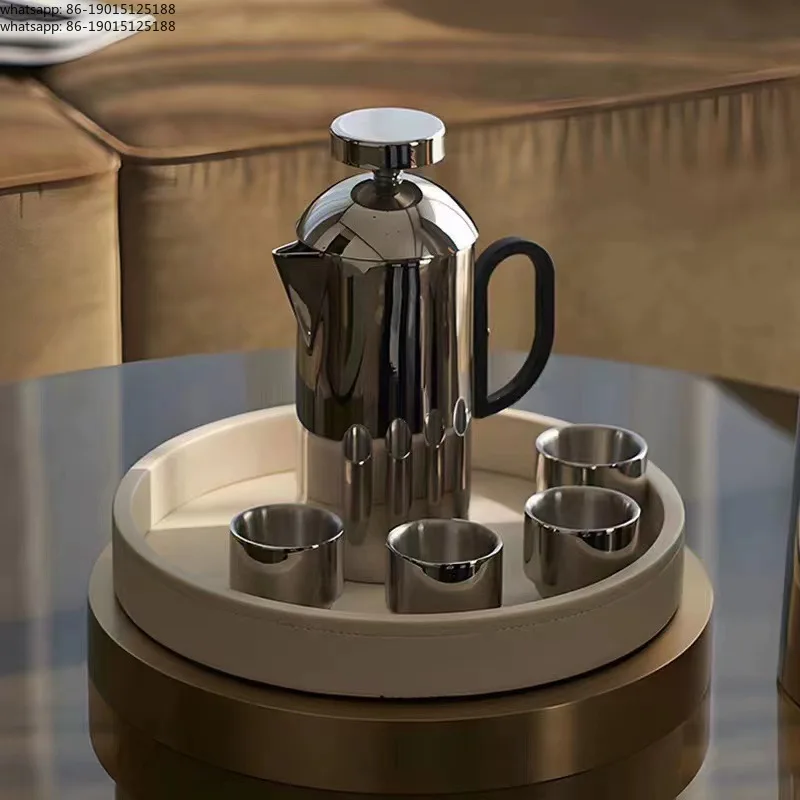 Modern light luxury coffee utensils kitchen stainless steel hand brewing pot simple coffee teapot tea cup ornament