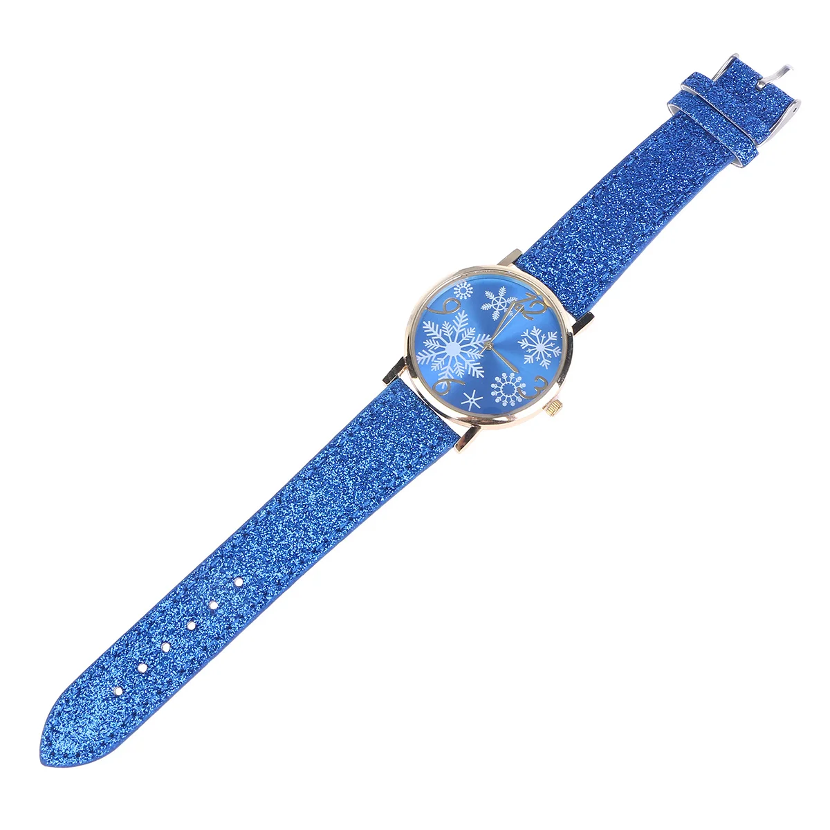 

Snowflake Face Christmas Design Watch Blue Alloy Quartz Movement Women'S Fashion Wristwatch For Lady Girlfriend Wife Gift