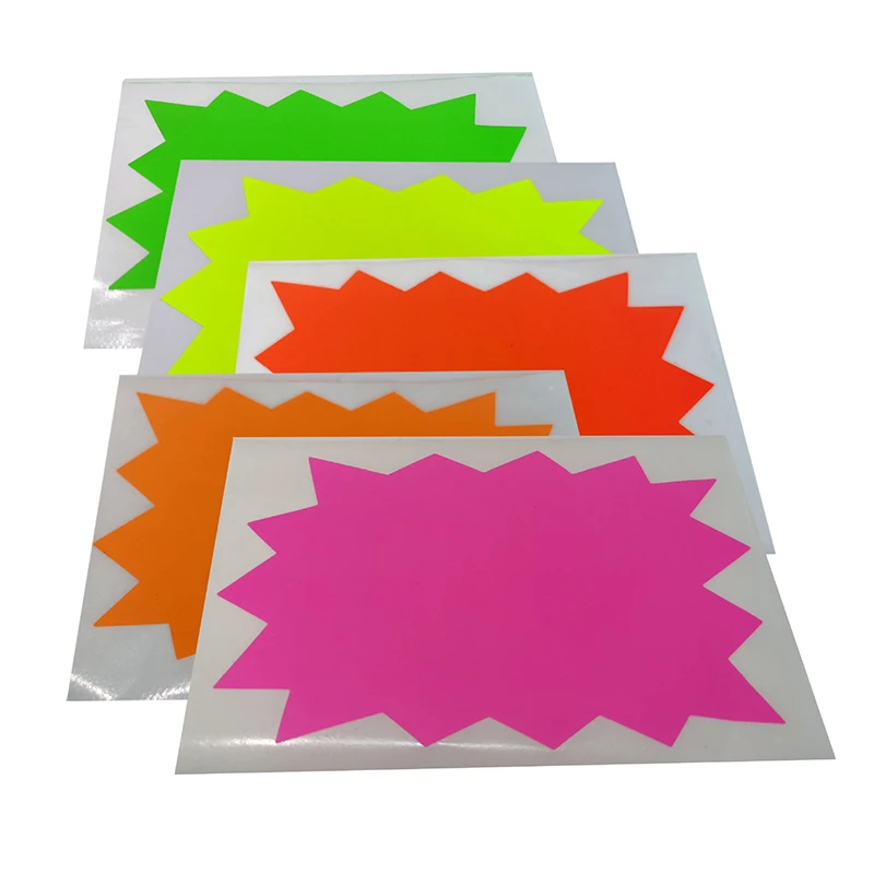 100Pcs/Pack Fluorescent Bright Sticker Supermarket Retail Store Discount Explosion Stickers Mix Color Paper Label Blank Sticker