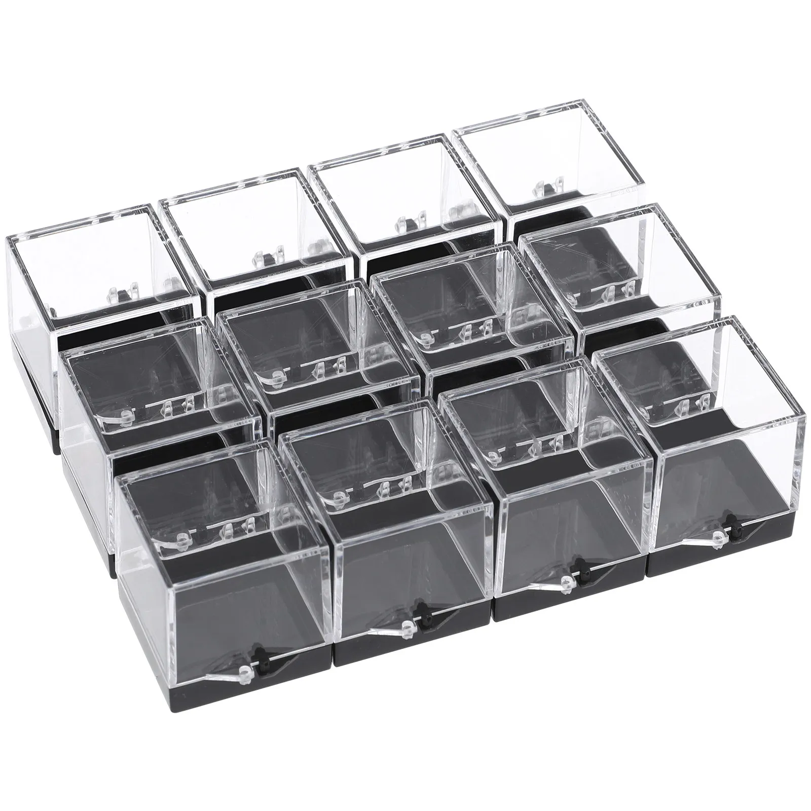 Gemstone Display Box 12 Pcs Transparent Mineral Specimen Storage Containers Small Square Acrylic Case for Rough Stones and Coins - view 4