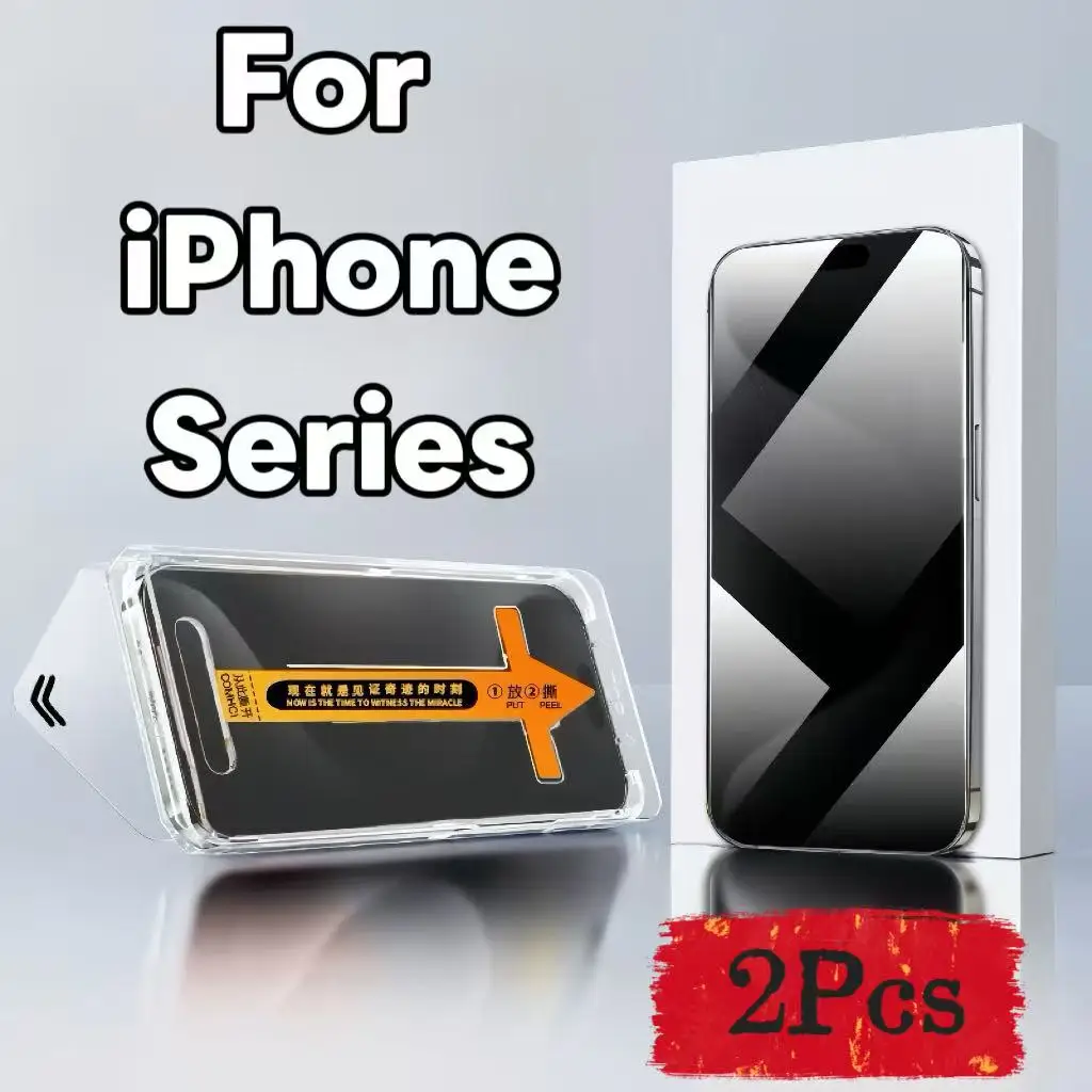 Sichtschutz-Displayschutzfolie aus Gehärtetem Glas für iPhone-Serie, Anti-Spy, 2er-Pack
