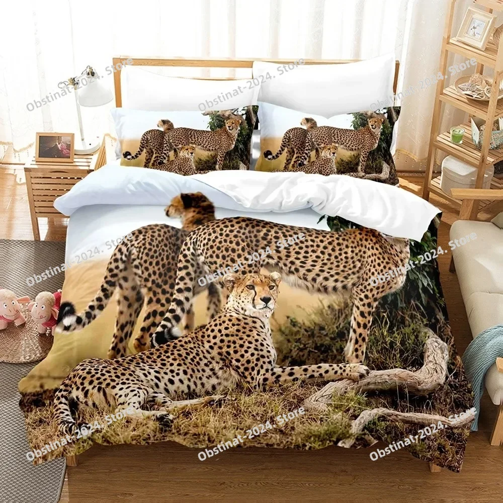 

3D Black Panther Duvet Cover Set Black Leopard Bedding Set Safari Cheetah Animal Theme Pillowcase Quilt Full Queen Size Cover