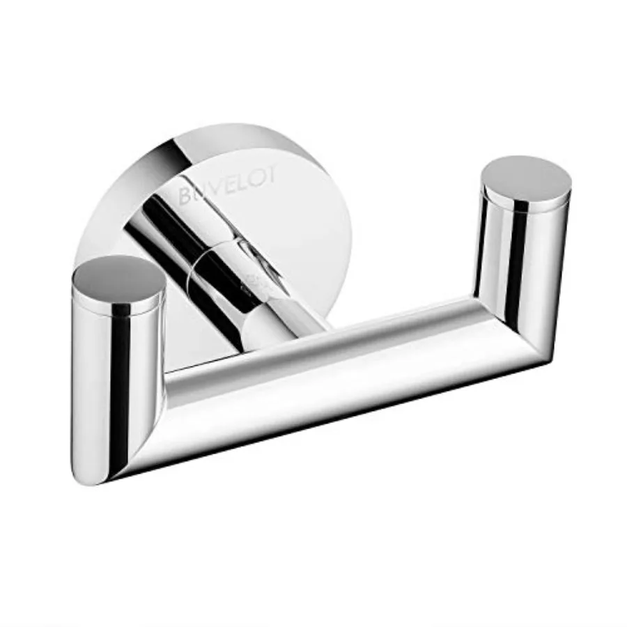 

Towel Hook Coat Hooks for Bathroom and Kitchen Modern Double Robe Hook Wall Mounted 077020-CR Leo Series