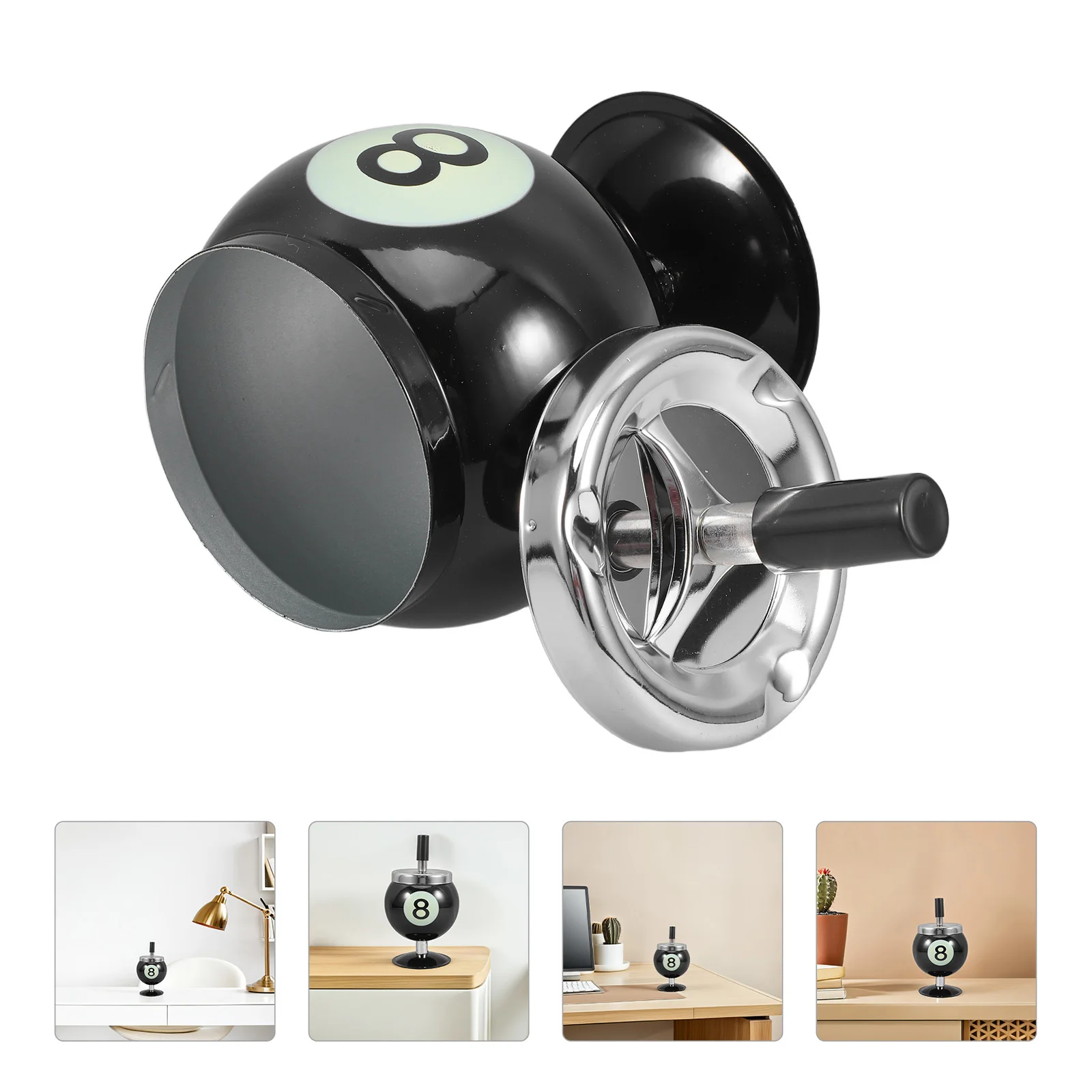 

Metal Ashtray With Lid Desktop Cigar Holder Office Decor Billiards Design Smoke Tray Table Ash Container Sealed Ash