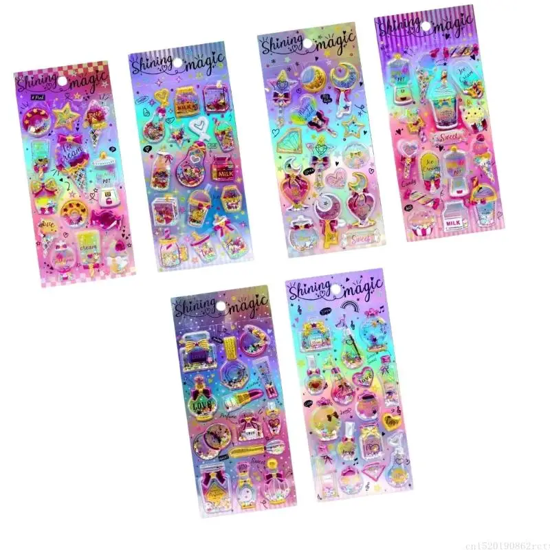 

D5BB блестящая наклейка из ПВХ с зыбучим песком, красочная наклейка из ПВХ из золотой фольги для ноутбука, телефона, ноутбука и