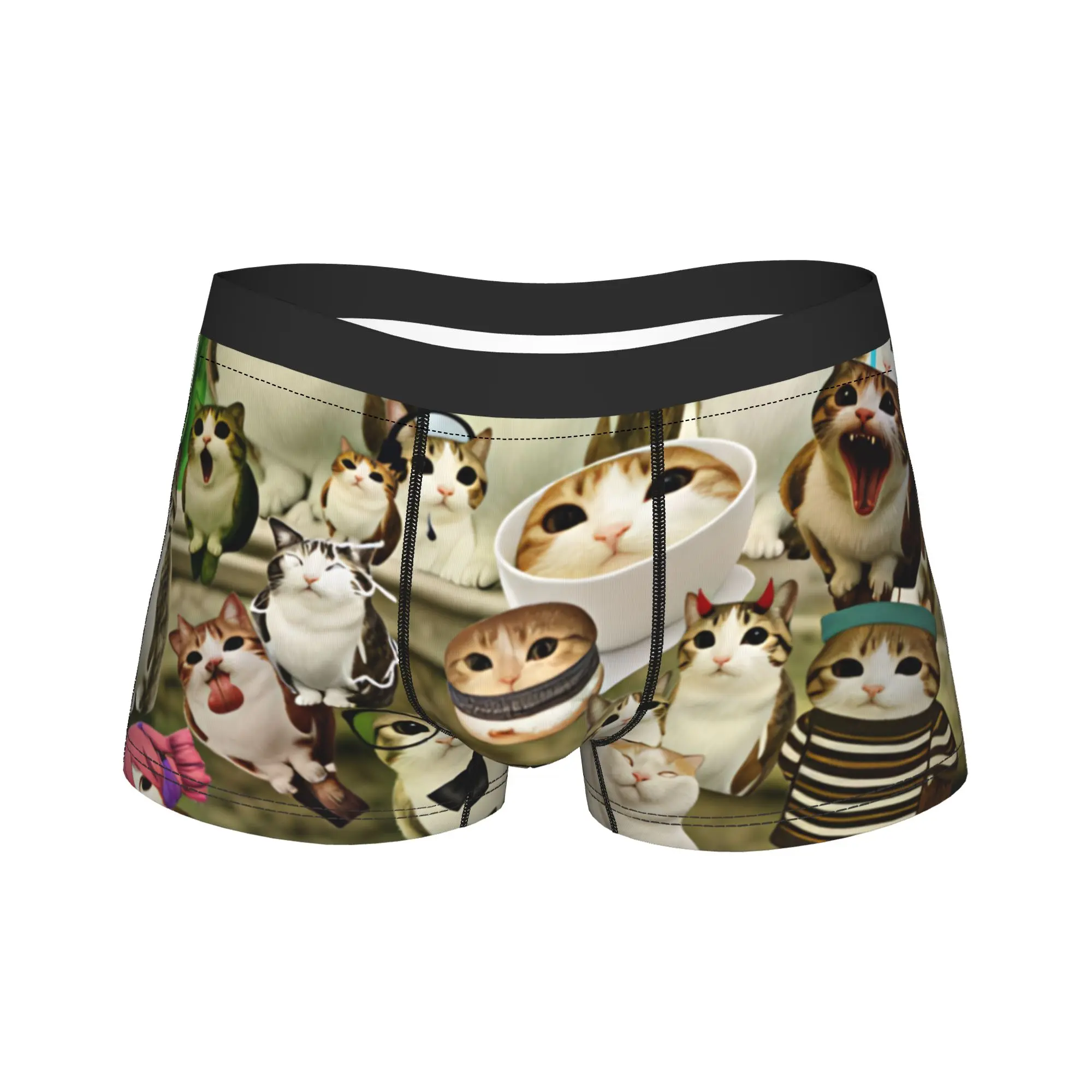 Meowl Cat Underwear  Custom Boxer Shorts Hot Sale Men's Underpants Sexy Soft Shorts Briefs Birthday Present