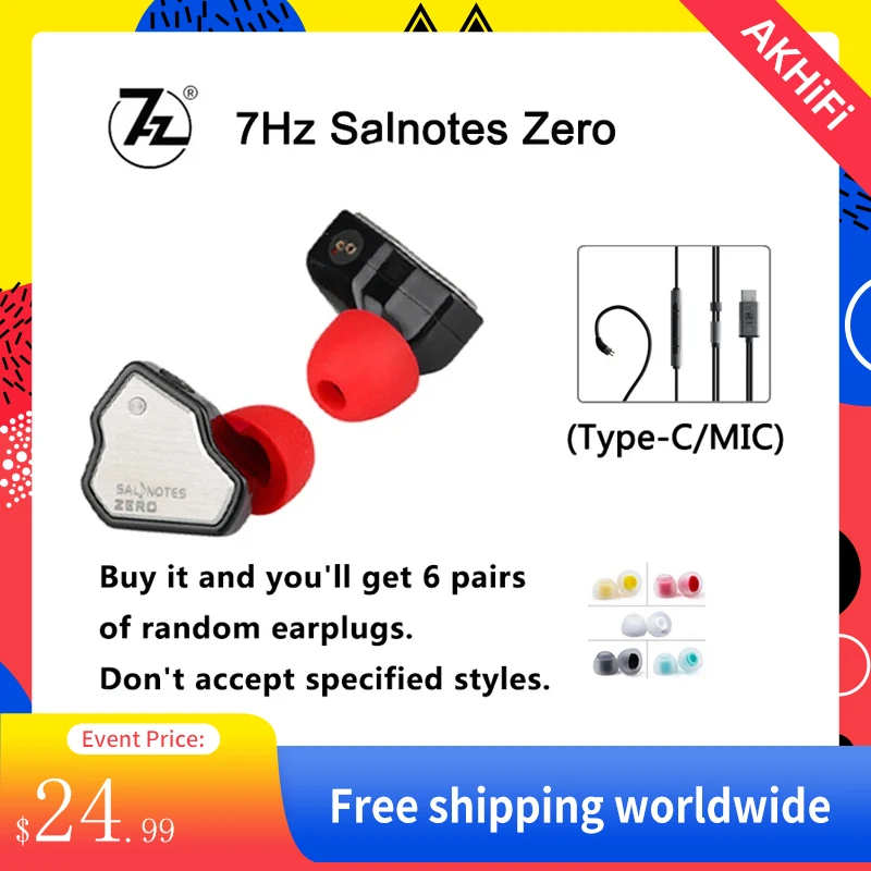 7Hz Salnotes Zero Loại-C Với MIC HiFi 10Mm Năng Động Trình Điều Khiển Trong Tai Tai Nghe Tai Nghe 0.78 IEM Kim Loại hoành Hợp N52 Nam Châm