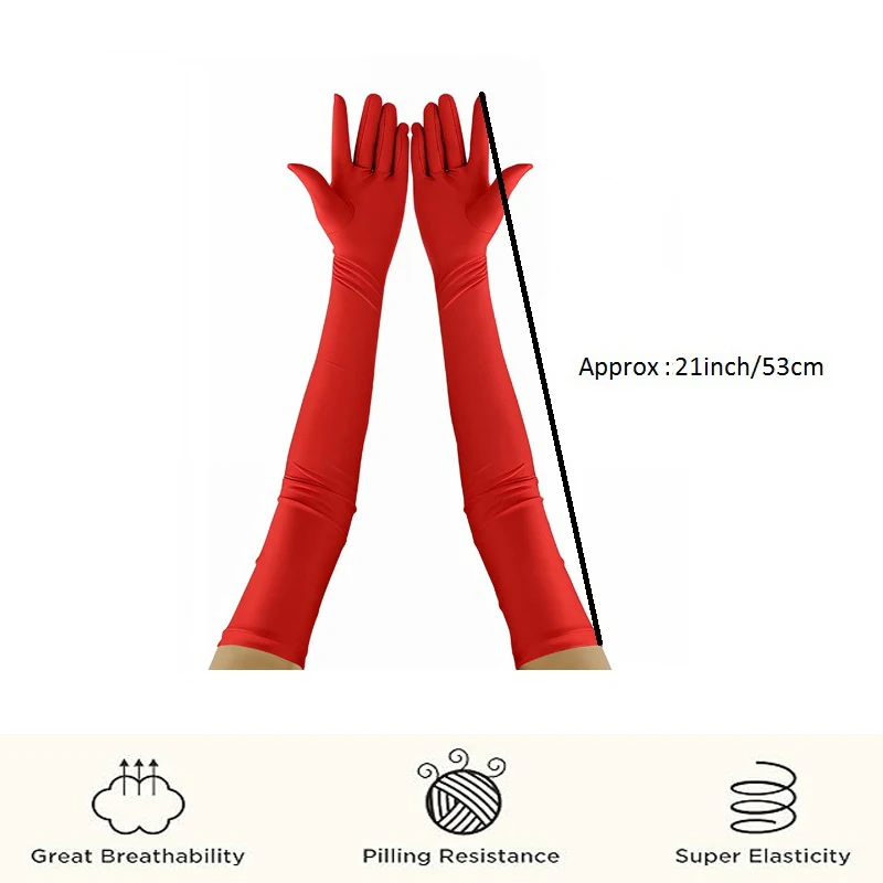 1920年代のレトロスタイルのブラックスパンデックスロンググローブ（約 21 インチ) 大人用 - パーティー、ステージパフォーマンス、コスプレアクセサリー