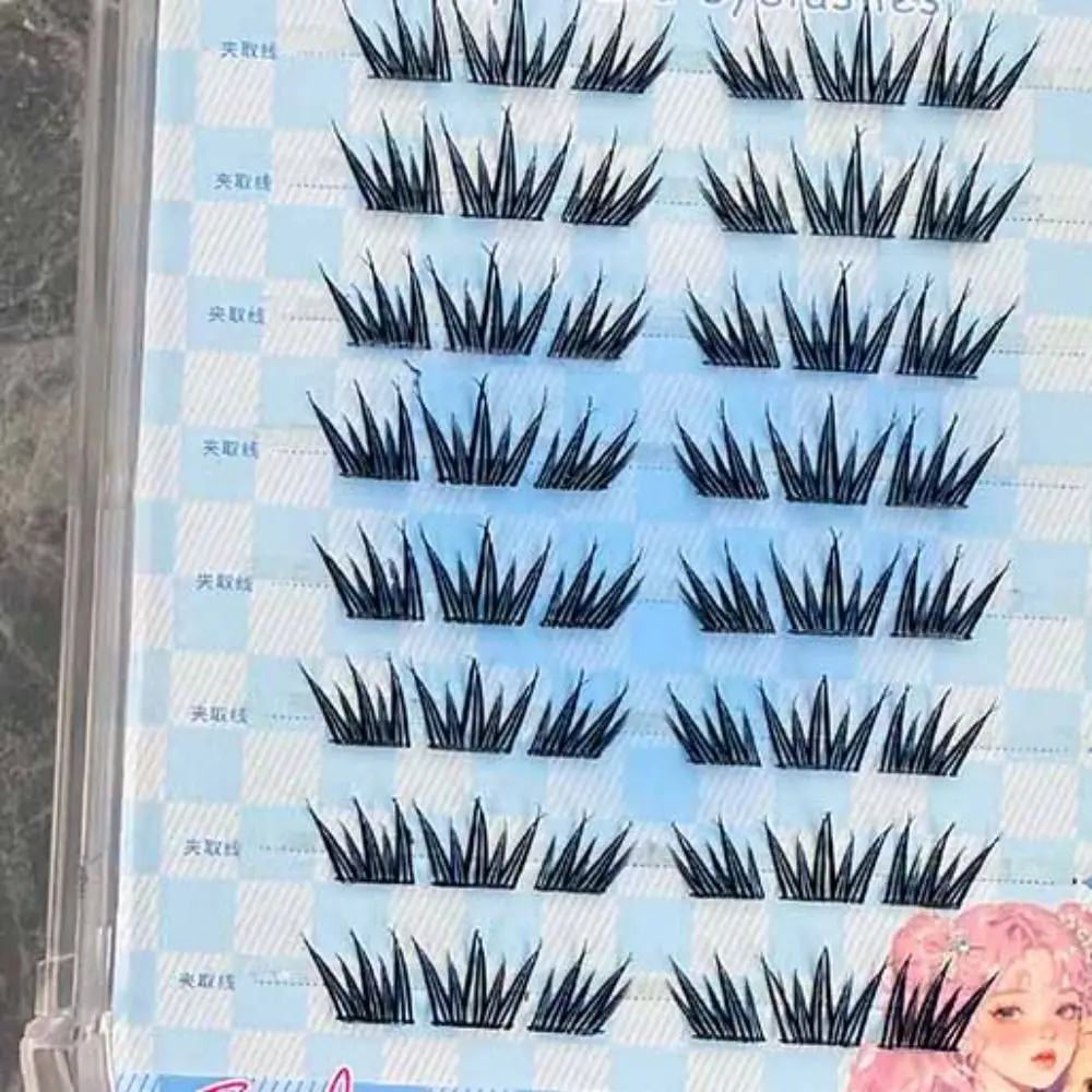 甘い自己粘着まつげクラスター DIY 再利用可能な接着剤不使用の偽まつげメイクアップ個別粘着つけまつげ女性/女の子