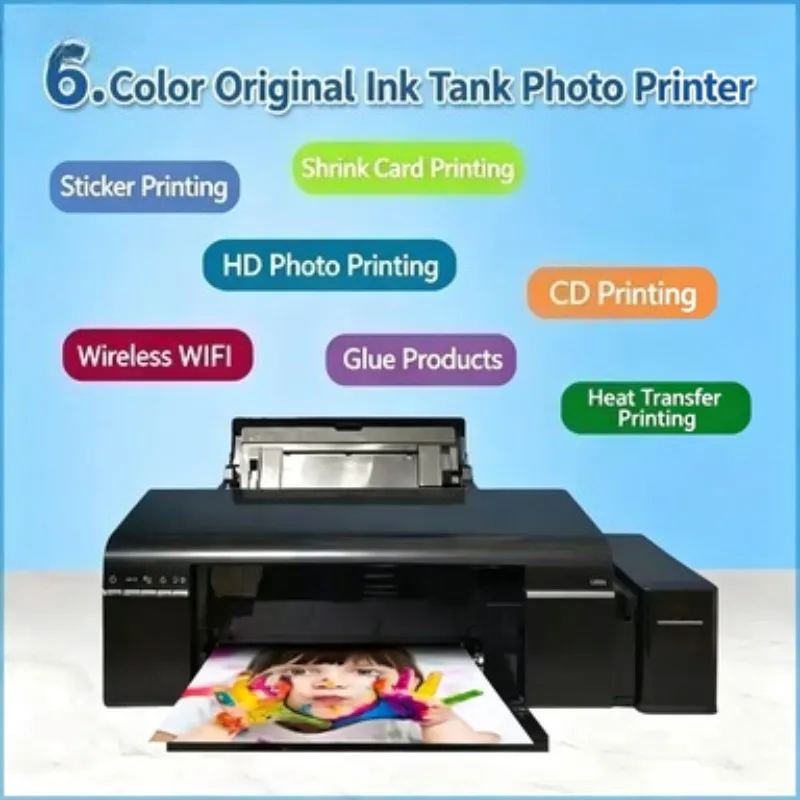 Used L805 Ink Tank 6 Color A4 Inkjet Photo Printer Wireless Sublimation Printing Machine For Stall Business Custom Image Heating