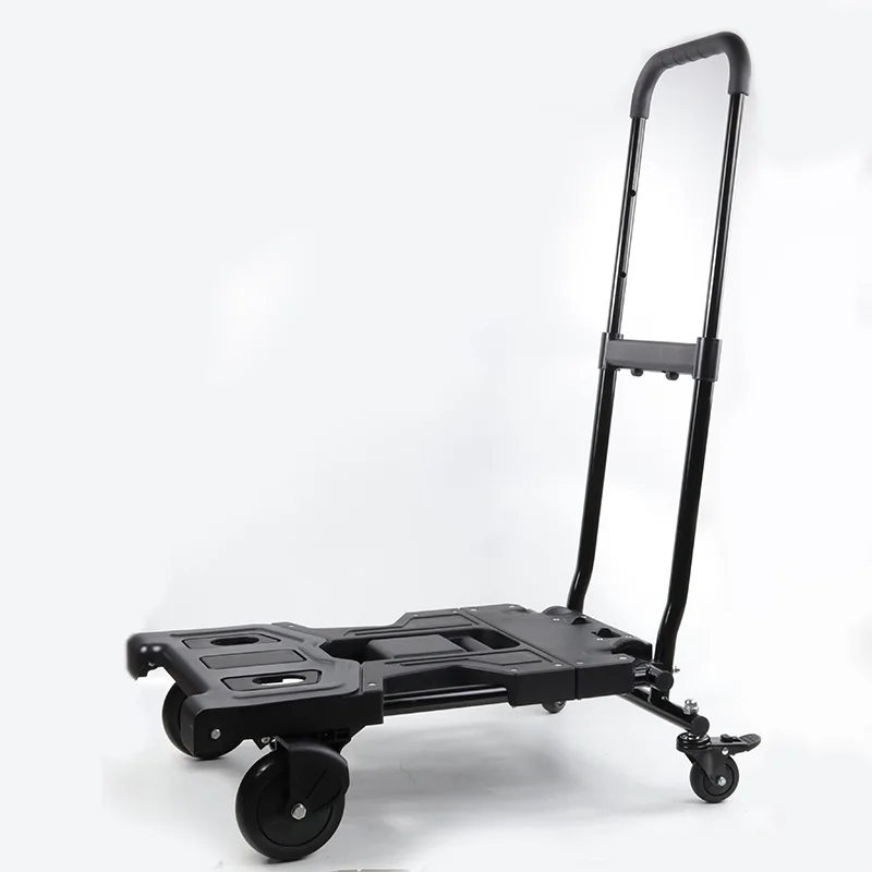 

Folding portable flatbed truck Alloy moving car Household hand cart Small Pull four-wheel trailer Luggage