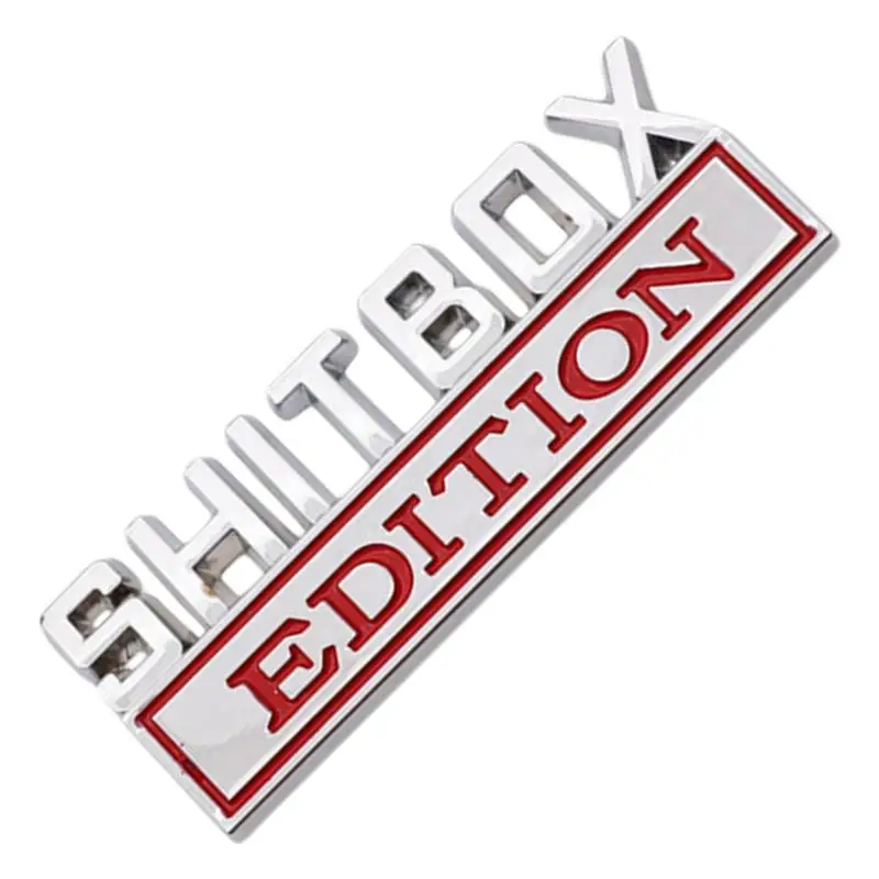 Shitbox Car Stickers 3D Shitbox Design Car Emblems Creative Novelty Decorations Funny Car Rear Decals Self Adhesive fashion