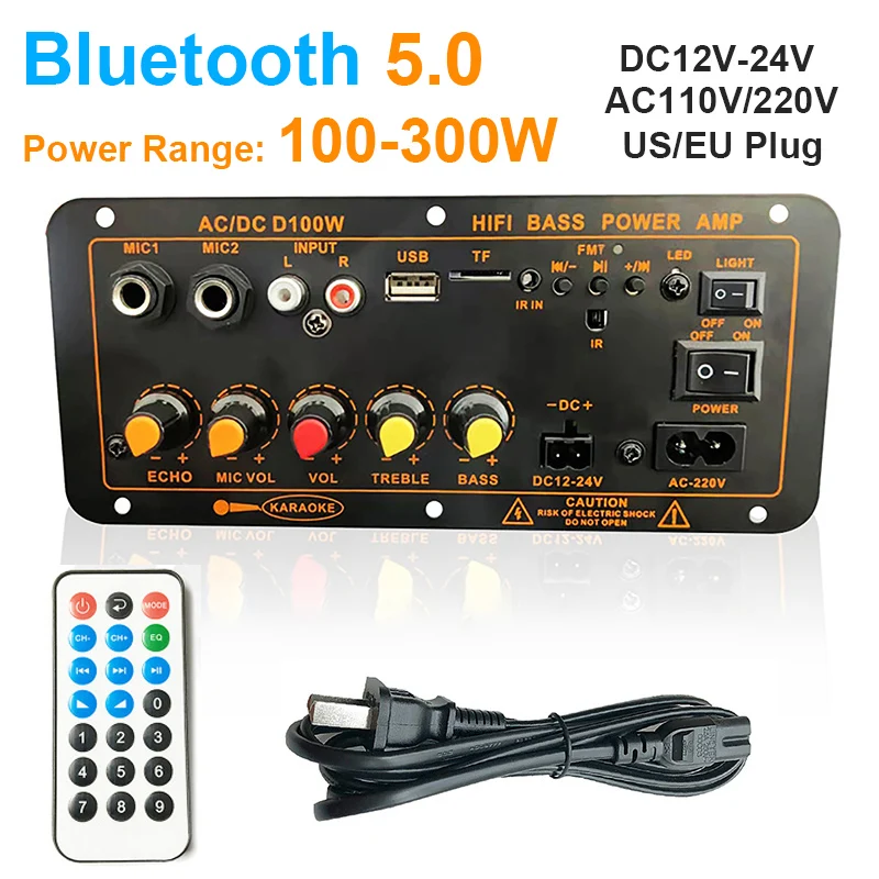 

D100 Bluetooth Amplifier Board Karaoke Audio Speaker Subwoofer Bass Hifi Amplificador Board Audio Amplifier Board 100W - 300W