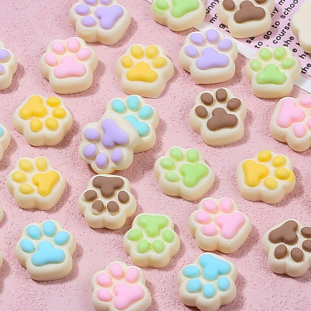 10Pcs Kawii Mini resin Cat's paw Series Miniature Flat Back Cabochons For Hairpin Scrapbooking DIY Home Decor Craft Accessories