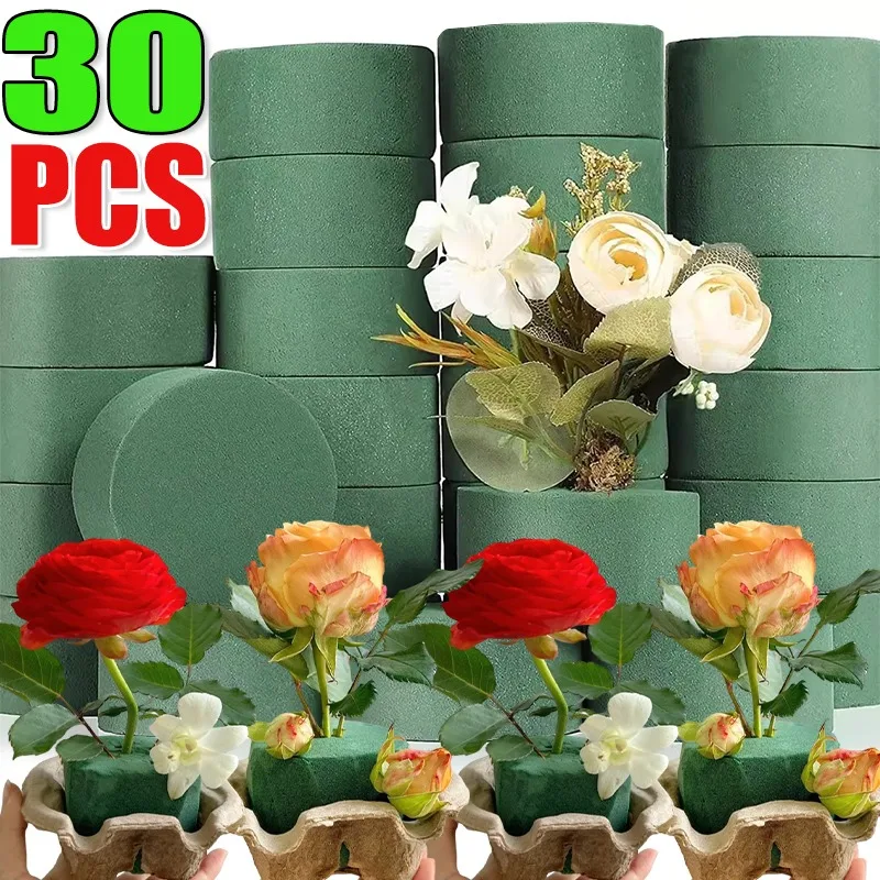 Bloques de espuma florales redondos DIY de 8CM para flores artificiales frescas, ladrillos de espuma para floristería en seco y húmedo, decoración de flores para jardín, boda y cumpleaños