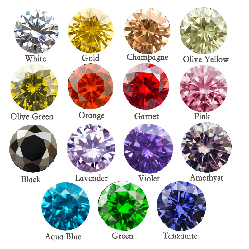 15 Colors/Lot 4mm-10mm AAAAA Round Cubic Zirconia Stone Brilliant Cut Loose CZ Stone Synthetic Gems Beads For Jewelry DIY Making