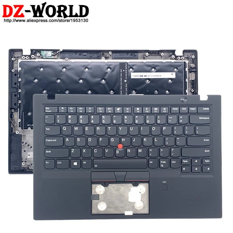 

US English Backlit Keyboard With Shell Palmrest Upper Case for Lenovo Thinkpad X1 Carbon 6th Gen Laptop 01YR537 01YR573 01YU651