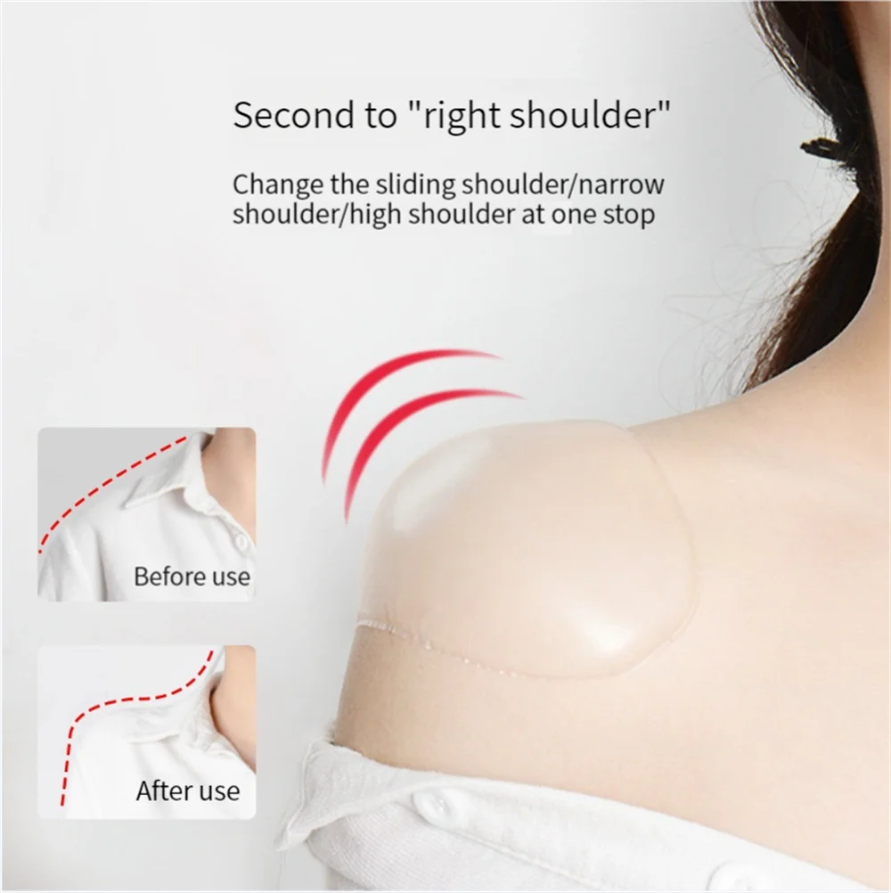 1Pair Invisible Shoulder Pad Detachable Breathable Silicone Shoulder Pad Anti-Skid Adhesive Sticky Pad for Women Men