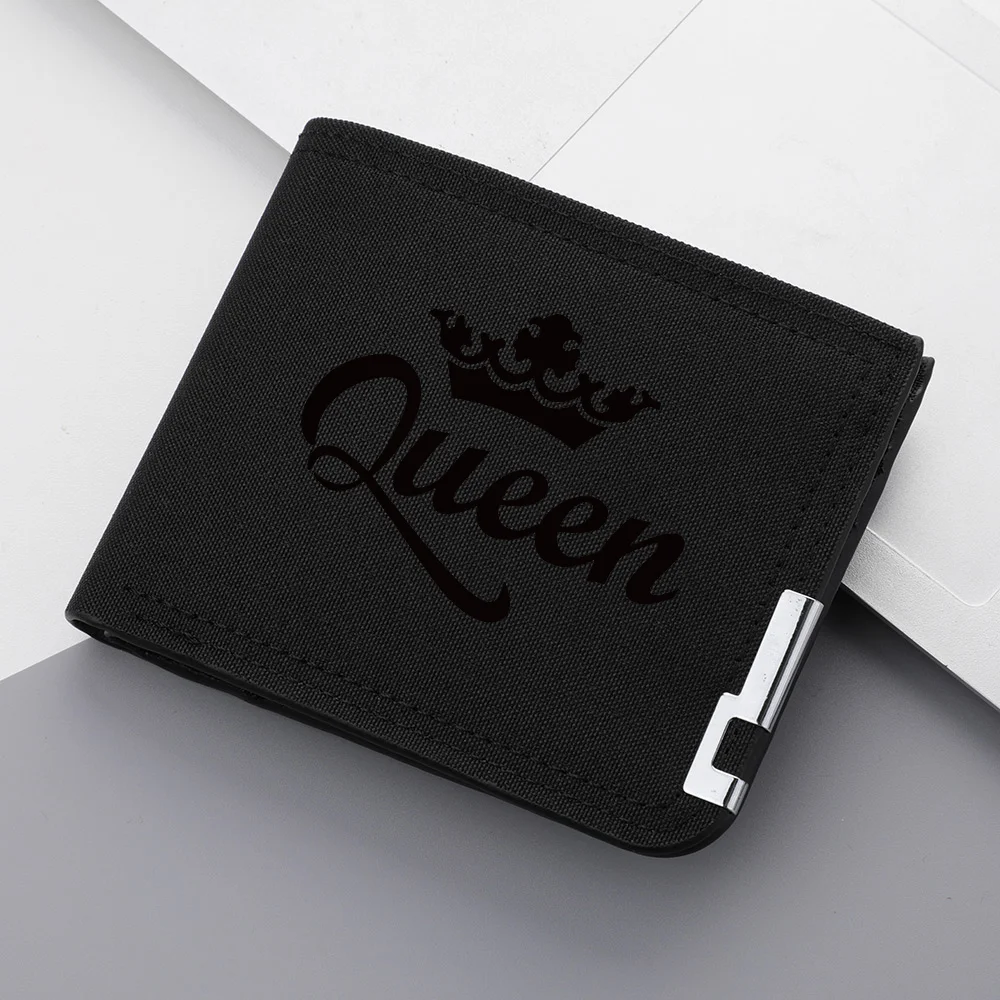 Queen Crown Print Canvas Wallet 2026 New Model Men's Short Style Multi-Card Holder