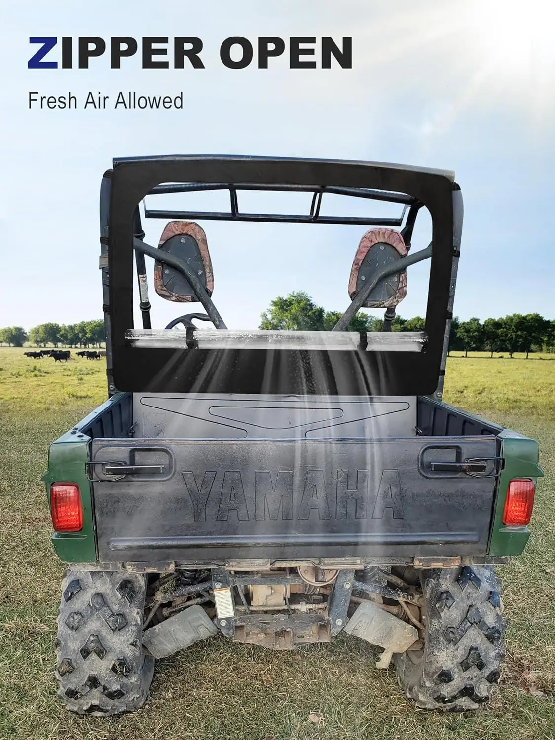 UTV Rear Window with Zipper Upgrate Compatible with Yamaha Rhino 450 660 700 Soft Back Rear Windshield Dust Panel Rhino
