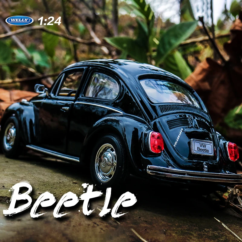 

WELLY 1:24 Volkswagen VW Beetle, легкосплавный автомобиль, литье под давлением и игрушечный транспорт, модель автомобиля, миниатюрная масштабная модель автомобиля, игрушка для детей