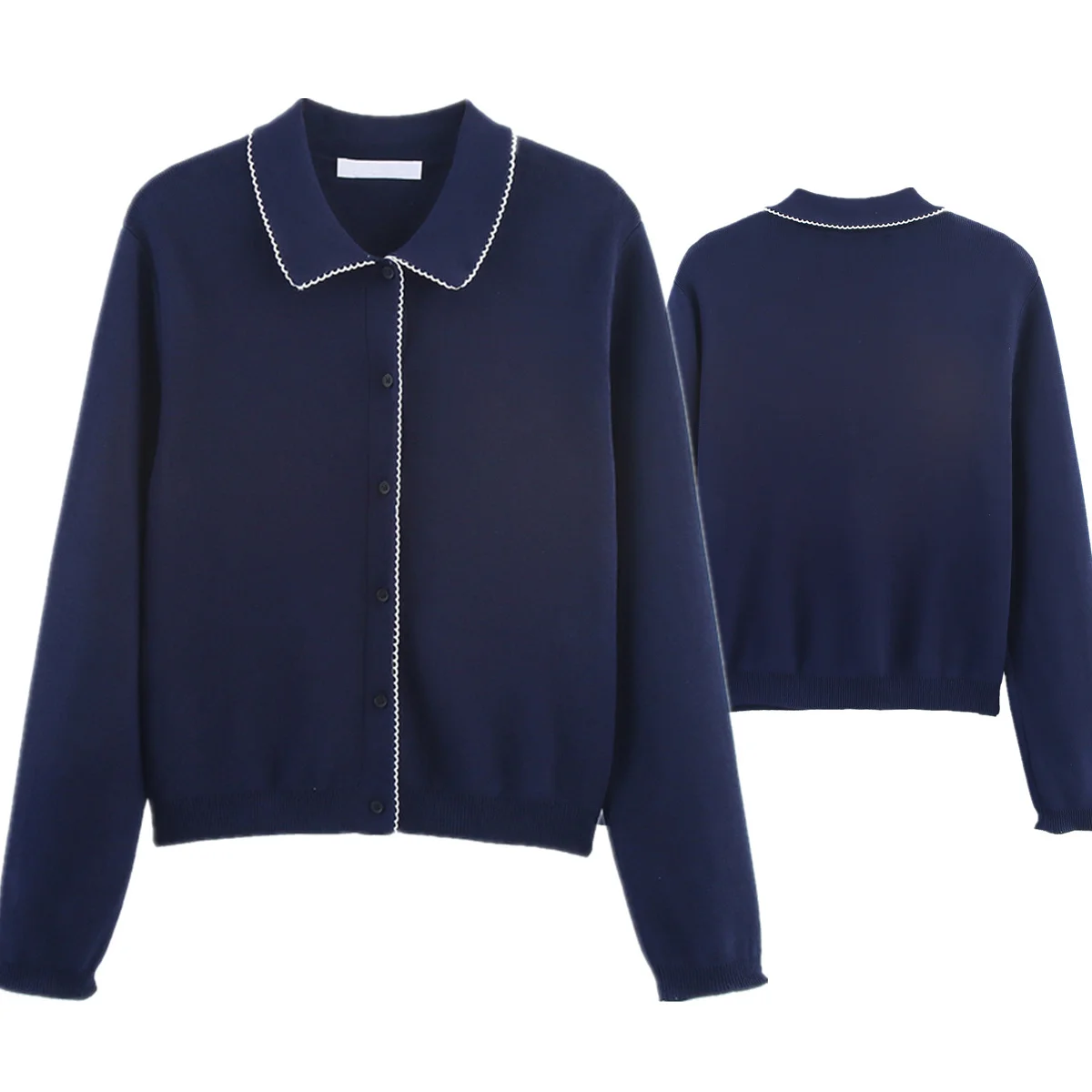 

Maxdutti французский минималистичный кружевной темно-синий вязаный кардиган элегантный осенне-зимний однобортный свитер куртка для женщин топ