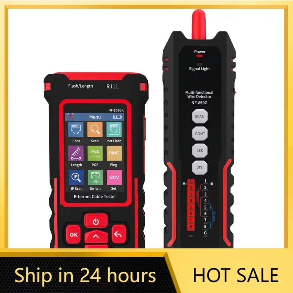 

NF-859GK Line Finder Network Tester Red Light Single Head Crimping Length Breakpoint IP Scanning PING Charging Type