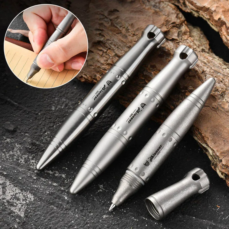 Portable Titanium Alloy Keychain Pens School Business Office Signature Writing Ballpen Break Windows EDC Tools Party Gift