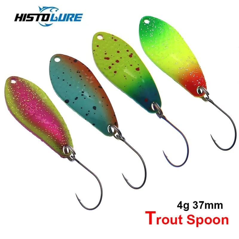 Trout Fishing SPoon 4g 37mm Colorful Spoon Bait Copper Metal jig Fishing Lure Bait Lures Spinner For Trout Chub Perch Salmon