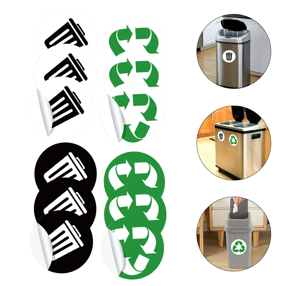 

12Pcs Removable Self-Adhesive Trash Recycling Stickers for Daily Use and Easy Application Recycling Sticker Trash Can Sticker