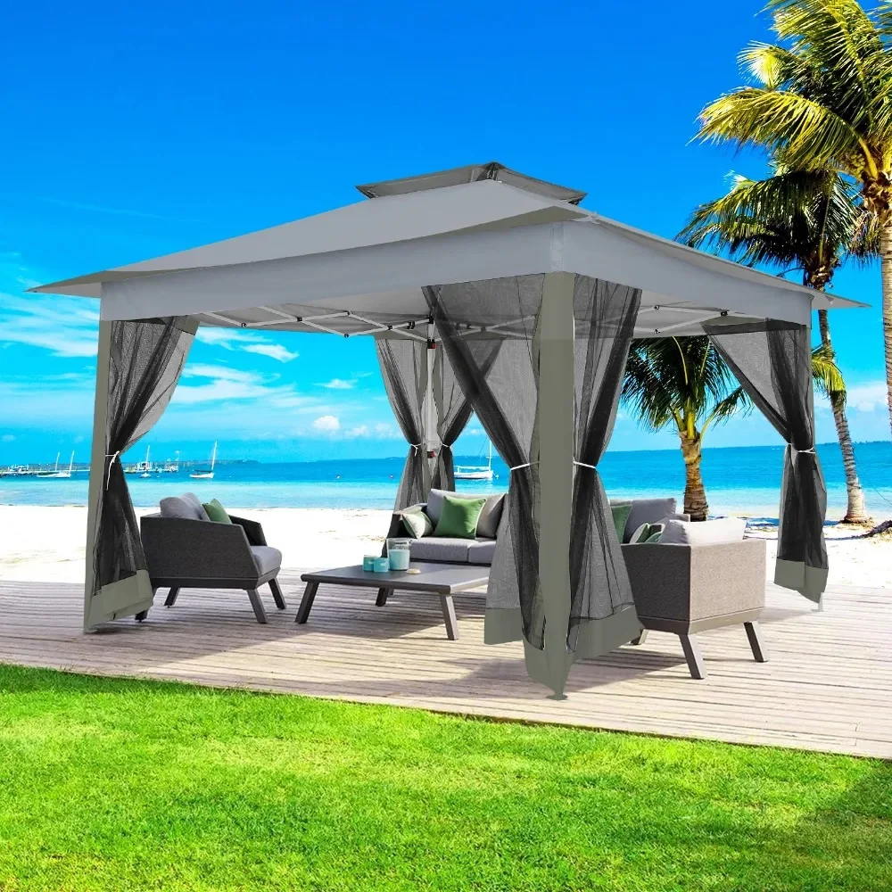 

13x13 Ft Outdoor Pop-up Gazebo, Patio Gazebo with Mosquito Net and Four Sandbags, Waterproof and UV-resistant Gazebo