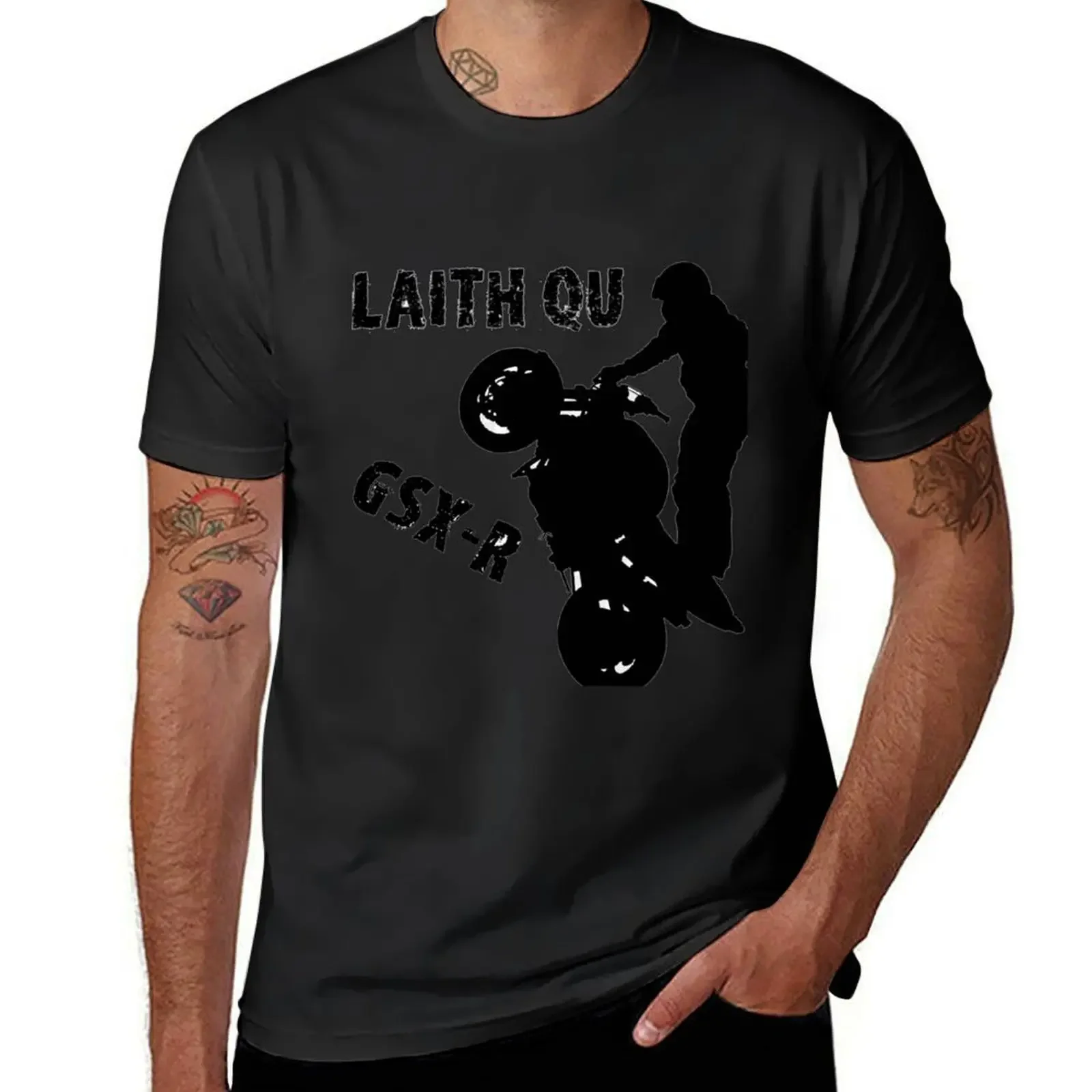 Laith Qu T-Shirt tops affliction shirts men workout shirt