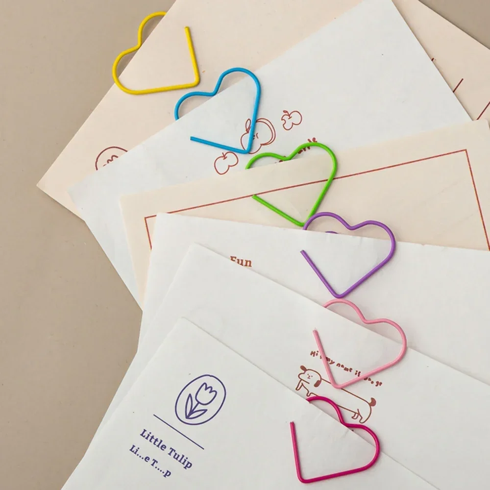 

10Pcs Colourful Love Paper Clips Hollow Out Bookmark Student Gifts School Office Supplies Stationery