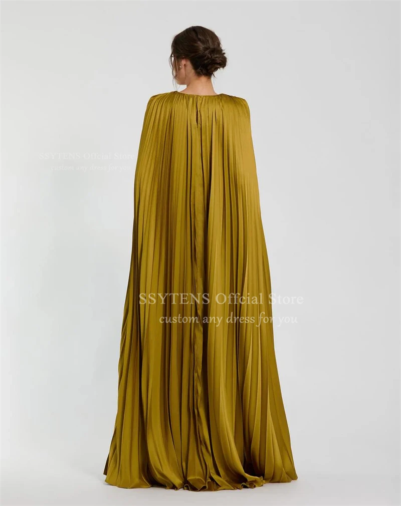 ชุดราตรีออกงานหรูหราสีทอง SSYTENS ปี 2026 แขนเสื้อแบบเดรปจีบระบายยาว  ชุดราตรียาวสำหรับงานเลี้ยงตอนเย็น فساتين سهرة  รับตัดตามสั่ง