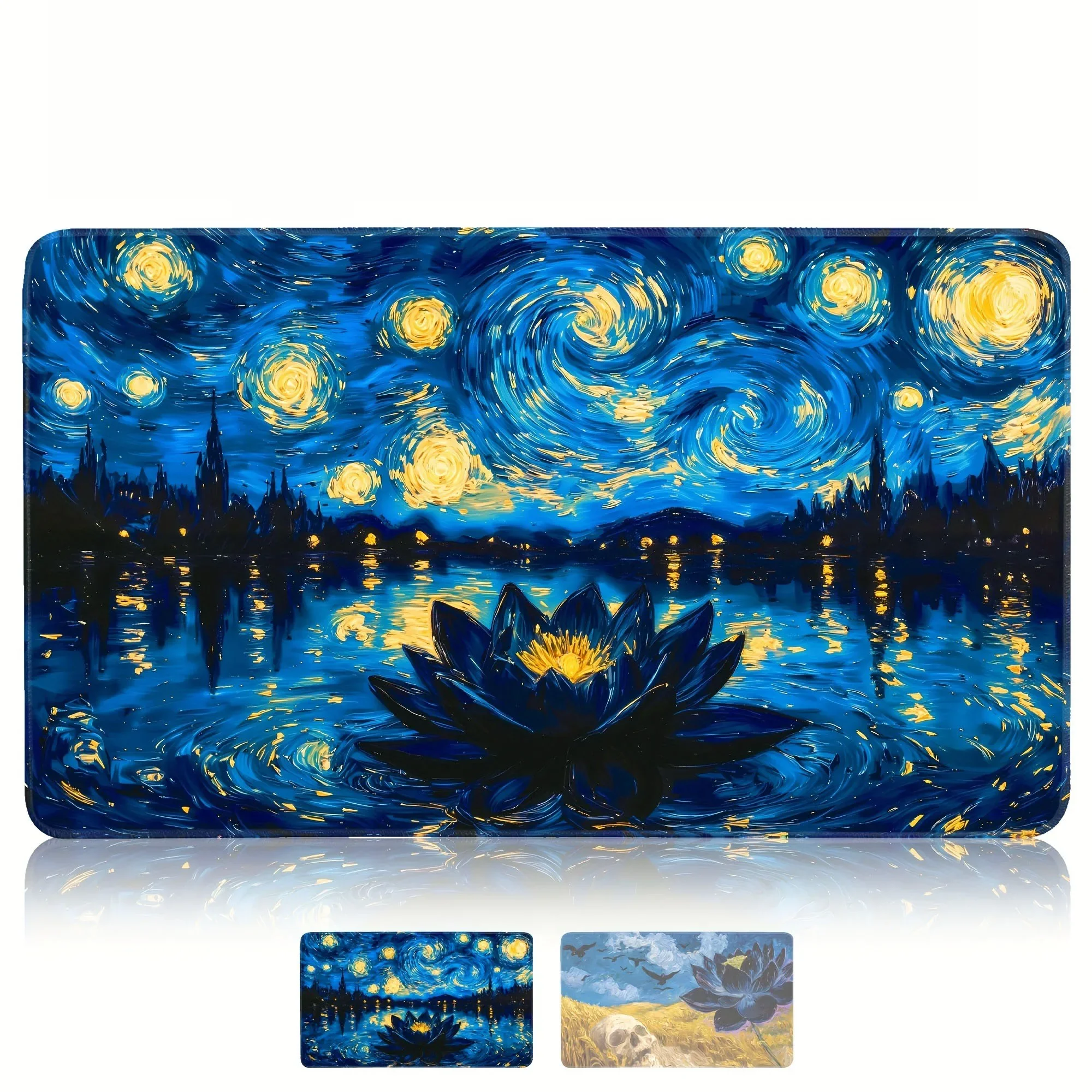 

Коврик для мыши Van Gogh's Starry Night and Lotus Design, коврик для компьютерных офисов, противоскользящий игровой коврик для MTG DTCG CCG RPG, торговый коврик