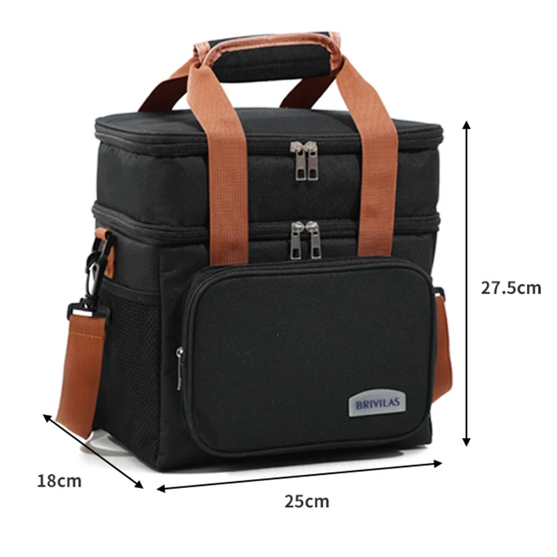 Large Capacity Picnic Bag Thermal insulation Double-Layer Storage Shoulder Bag With Handle Waterproof Oxford Lunch Bag Ice Pack