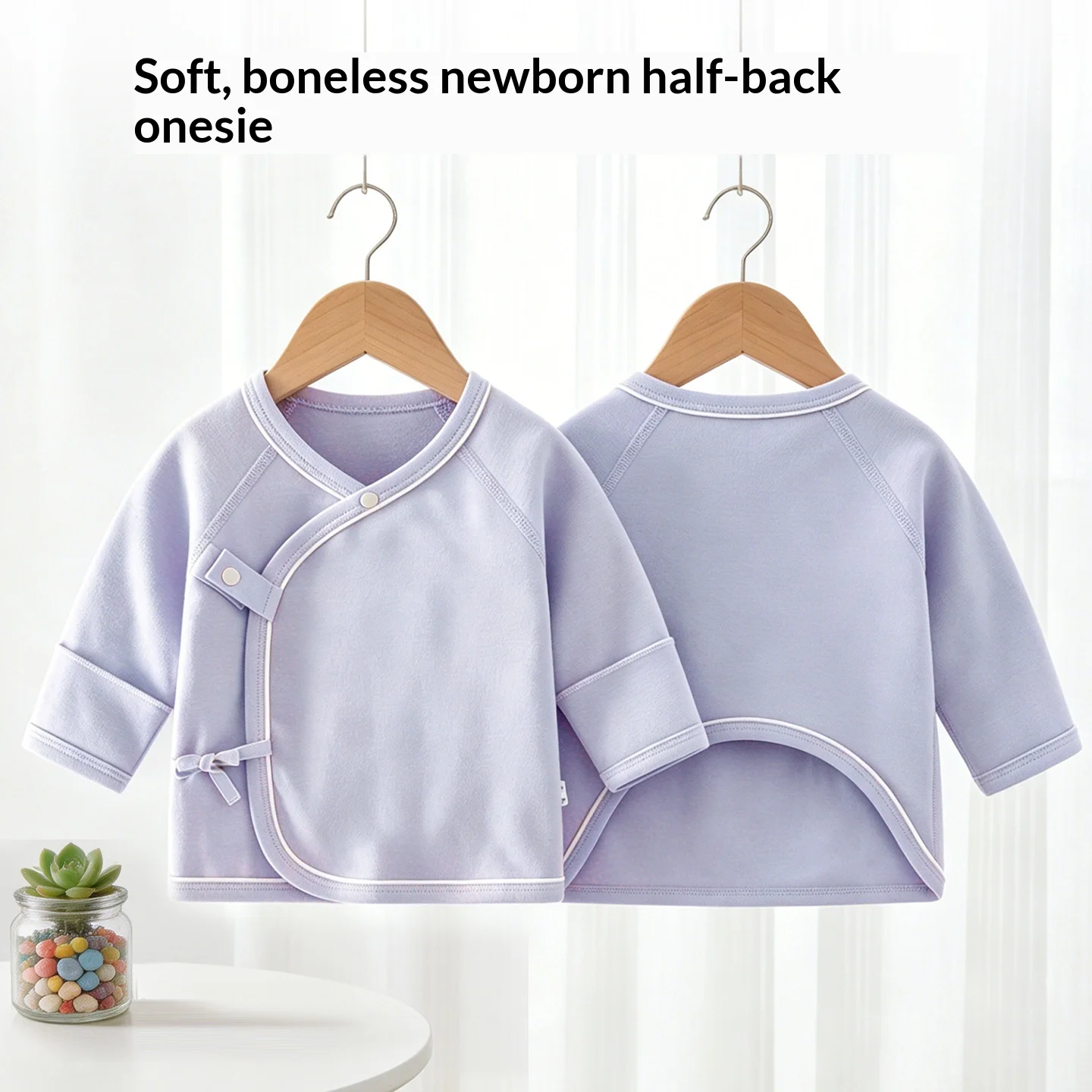 Newborn Baby Half Back Undershirt A Class Cotton Soft Wrap Side Tie Kimono Top Four Seasons Universal Infant Anti-sweat Back Blo