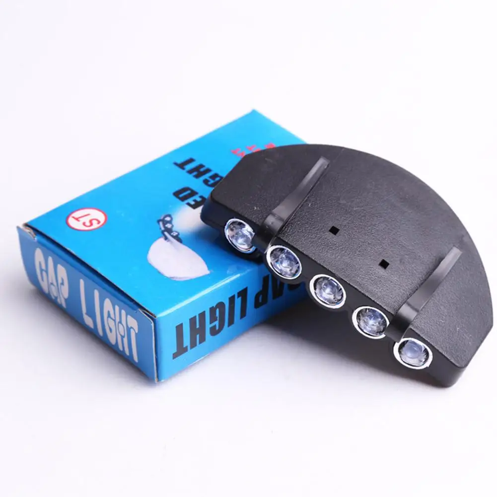 Hat Clip Light 5 Led Headlamps Cap Lights Clip On Hat Headlight Night Fishing Light With Battery For Hiking Fishing