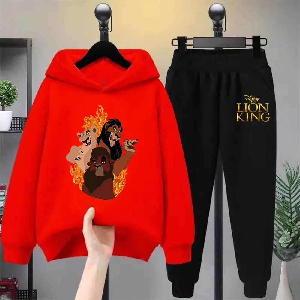 Popular Instagram cartoon Disney Lion King cartoon clothes Boys and girls clothing long sleeve hoodie and sweatpants suit