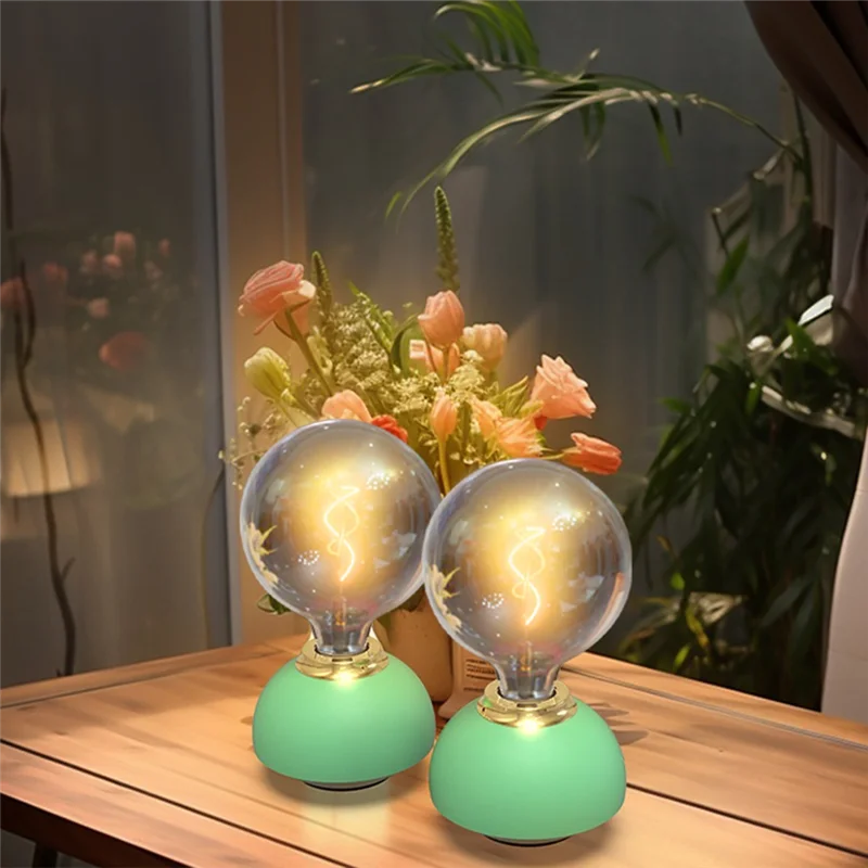 

Glass LED Table Lamp Touch Dimmable Table Lamp Bulb Shaped Table Lamp For Indoor Decor Bedroom Table Lamp Easy To Use Light Red