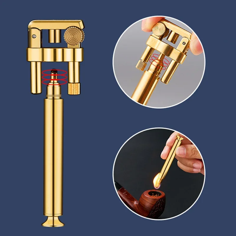 New German ROWENTA Detachable Pipe Lighter Permanent Cotton Core Pure Copper Kerosene Windproof Grinding Wheel Flint Lighter