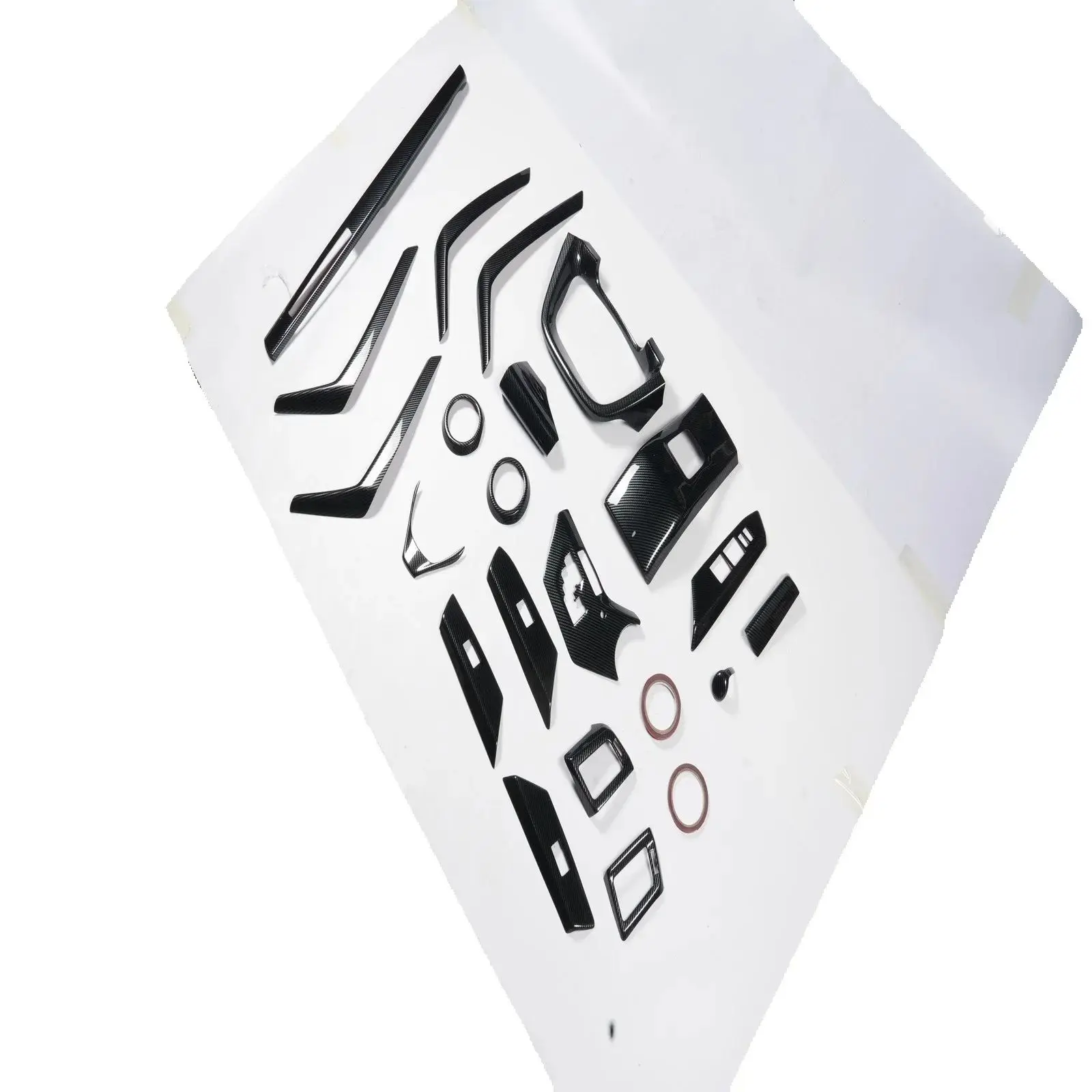 

17 in 1 Interior Trim Panel Black Twill Overlay FOR TOYOTA RAV4 2013-2019 ABS Plastic Decorations