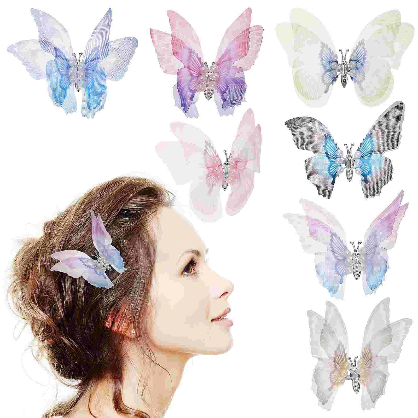 

7Pcs Hair Clips Women 3D Butterfly Hairpins Glitter Barrette Headdress Hair Styling Accessories hair clamps