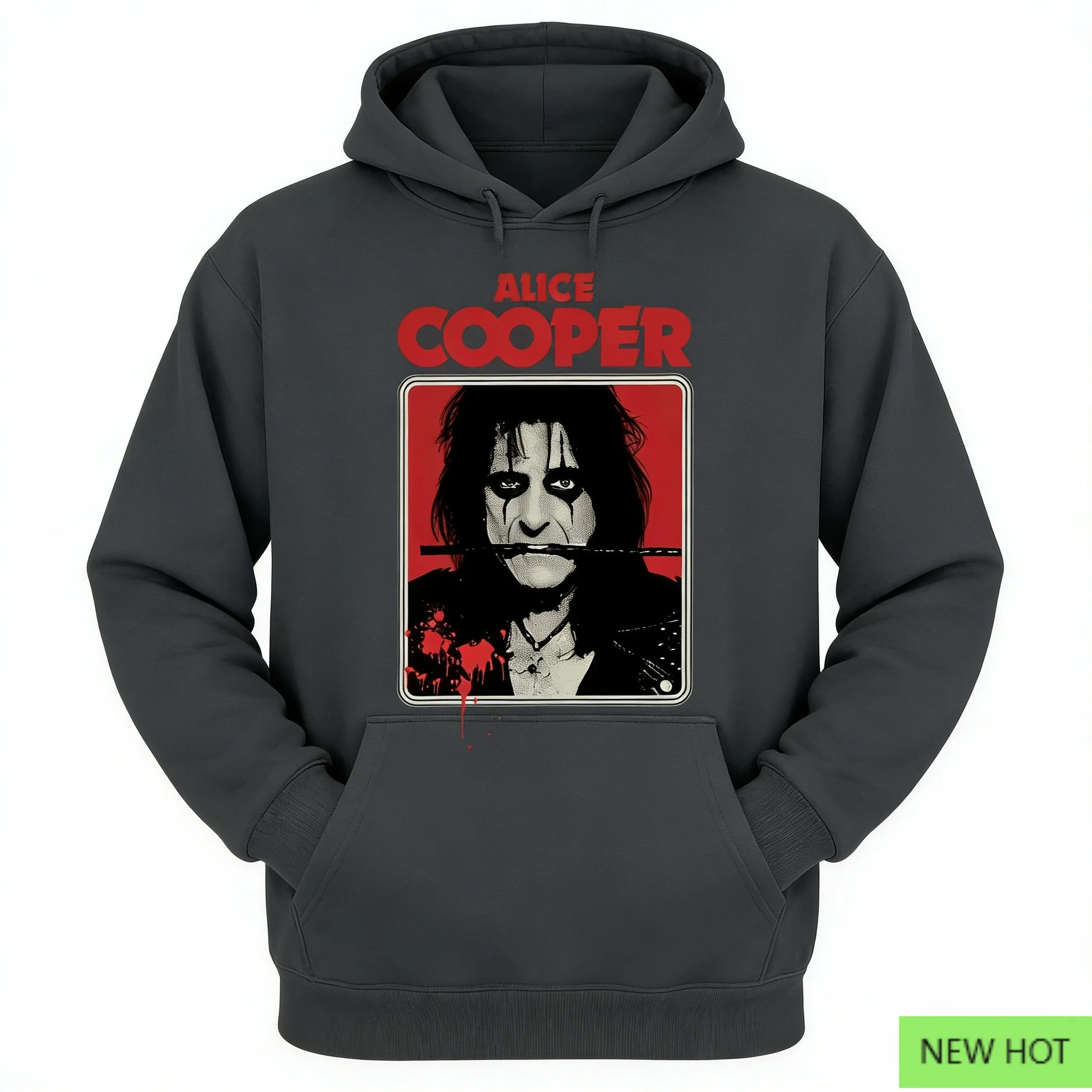 Moletom com capuz gráfico Alice Cooper Shock Rock, moletom Hard Rock, perfeito para fãs que amam estilo banda e vibração teatral escura