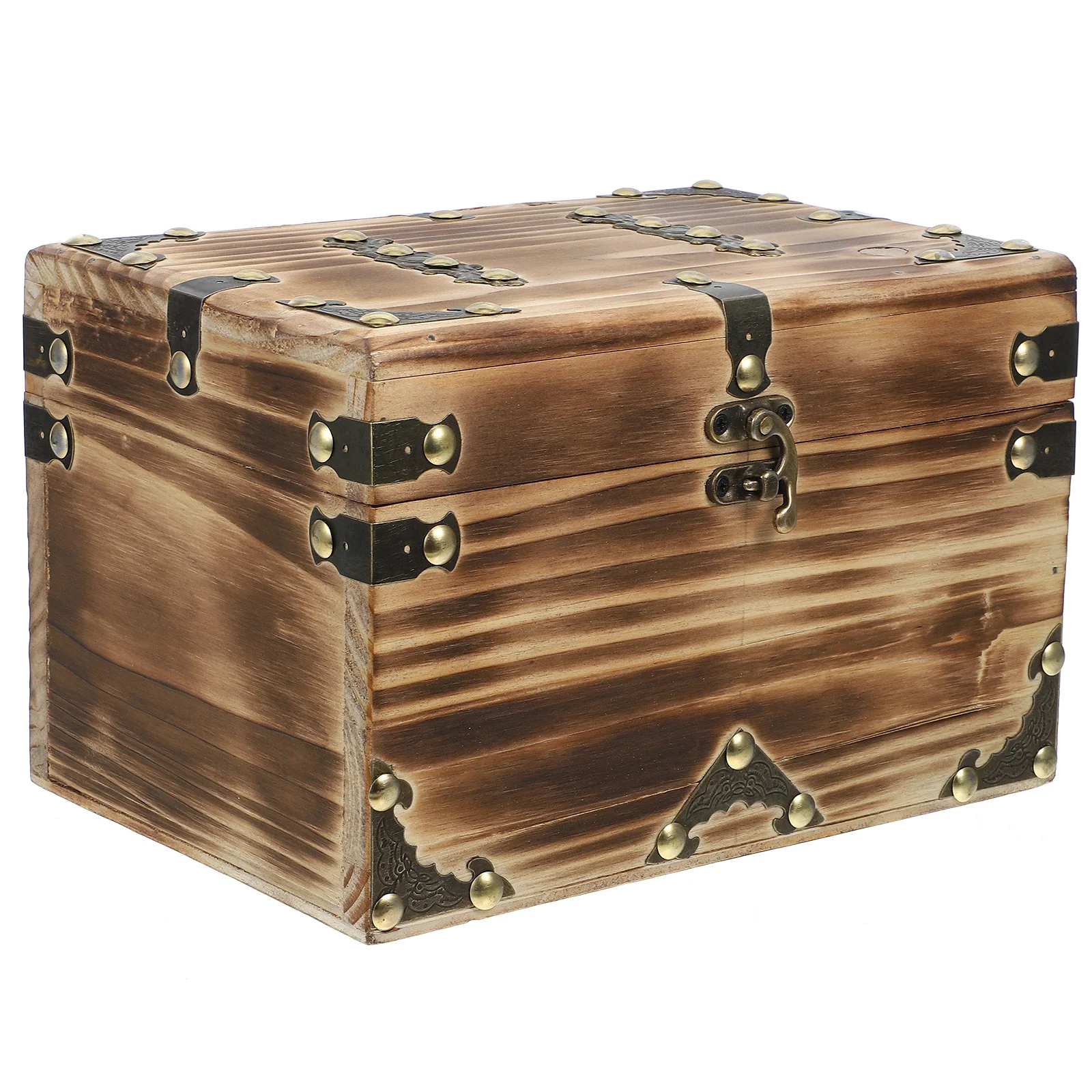 

Wooden Treasure Chest Storage Box Vintage Style Jewelry Holder Keepsake Container Home Decor Trinket Organizer Case