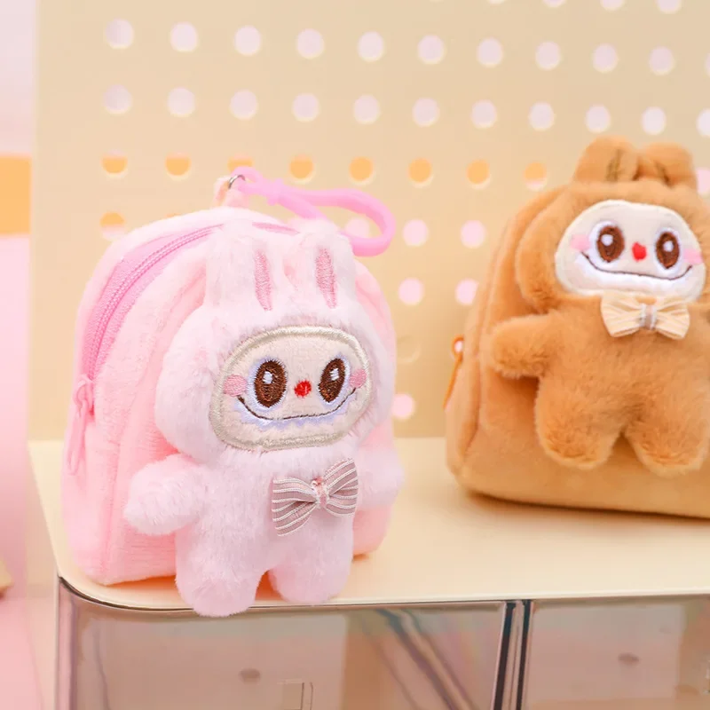 Porte-monnaie en peluche Labubu, lapin mignon, beurre, sac pour écouteurs, porte-clés de voiture, pendentif sac à dos pour garçons, cadeaux de vacances pour filles et enfants, mode