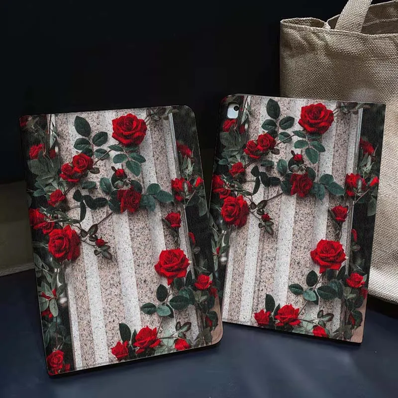

Red Rose With Dewdrops Gift Tablet Case For Apple iPad Air Pro mini 1 2 3 4 5 6 7 8 9 11 M2 M3 M5 M4 5th 6th 7th 10th 11th