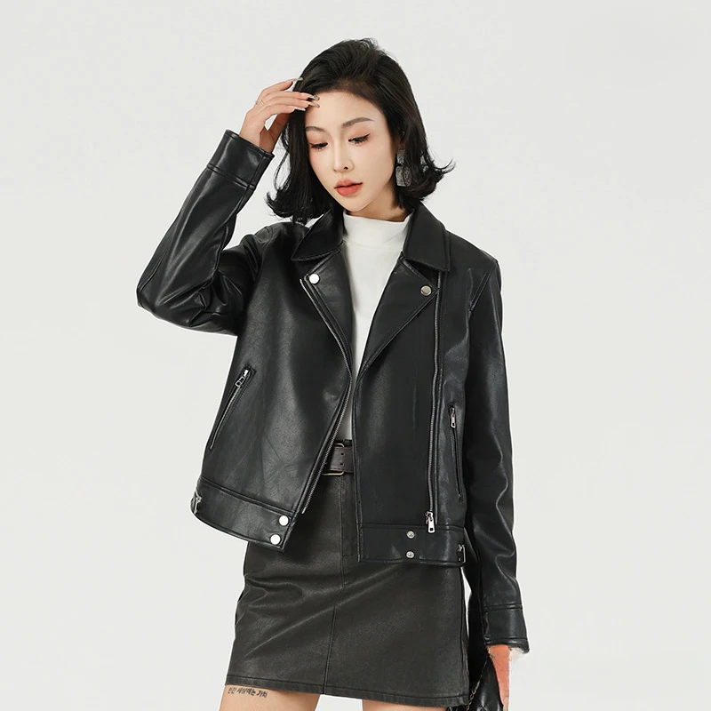 Female Motorcycle Leather Jacket New in Outerwears Fall Fashion Women 2024 Skirt Blouse Parkas Sweatshirt Women's Jackets