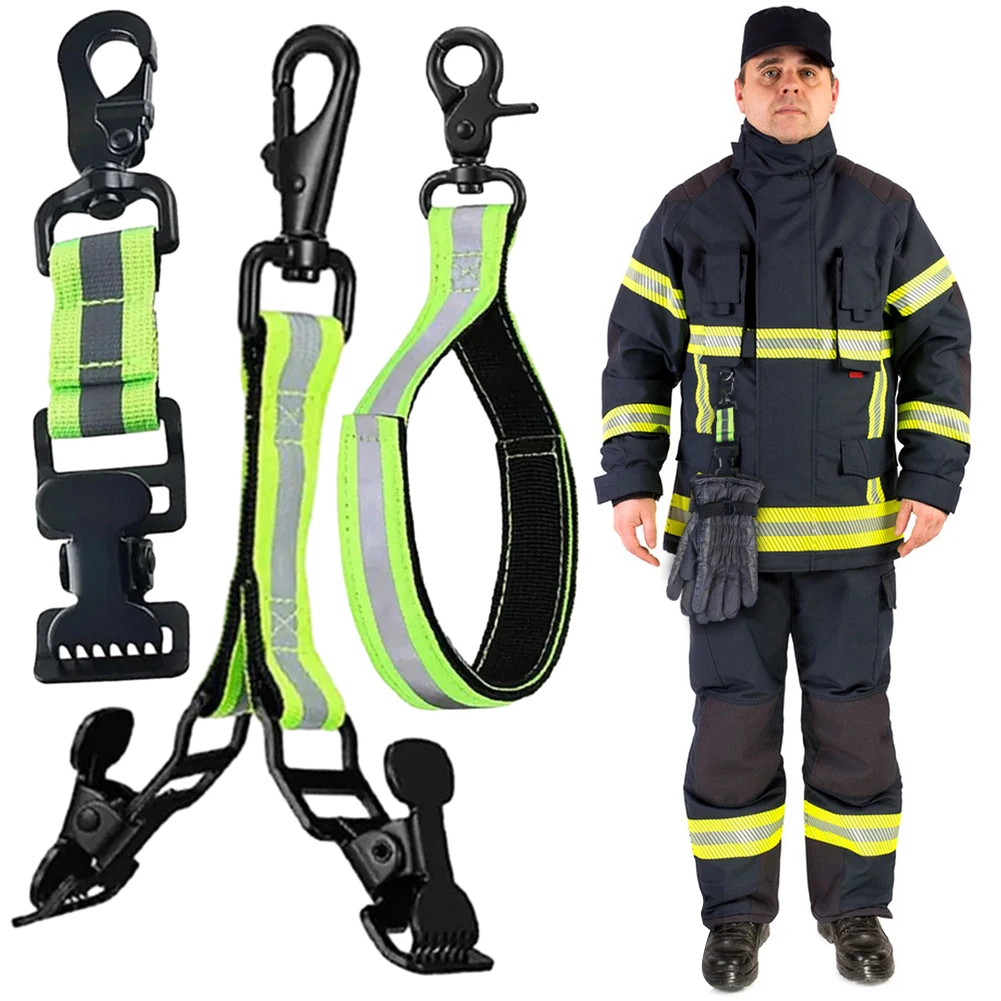 Correa de guante de bombero, soporte de guantes de seguridad, Clip de cinturón, recorte reflectante de alta resistencia, accesorios de equipo de rescate contra incendios