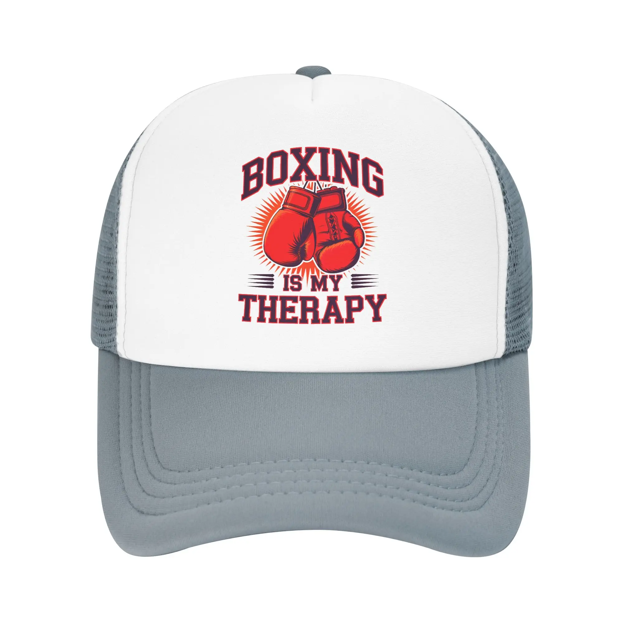 Punk Unisex Boxing Is My Therapy Sports Quote Trucker Hat Adult Boxer Lover Adjustable Baseball Cap for Men Hip Hop  Trucker Cap